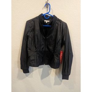 NWT Good American Black, Sheer Windbreaker Bomber Jacket, Size 1